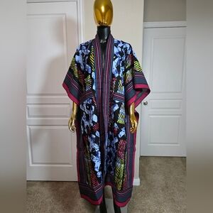 Asooke Ankara Kimono Duster/African Print Jacket/ Tribal Kimono With Pockets/One